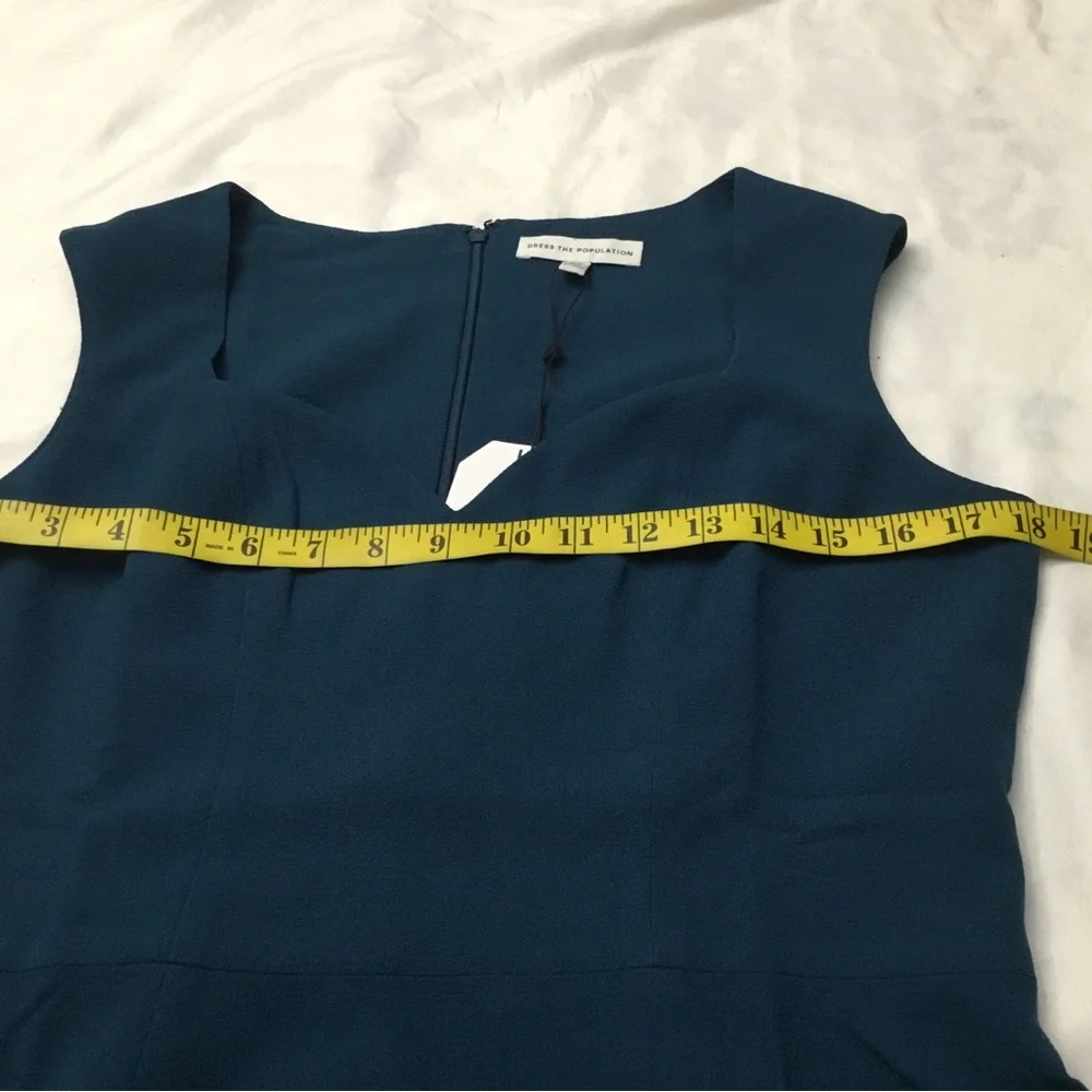 Dress the Population Blue Sheath Midi Dress Sweetheart Neckline - Picture 2 of 14